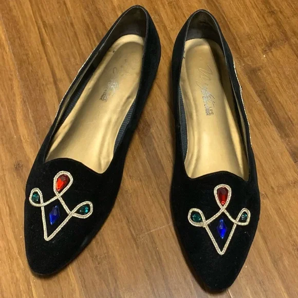 LIFE STRIDE NITE LIFE JEWELS black
suede FLATS avant garde rainbow VTG 80’s SZ11 - Picture 3 of 16